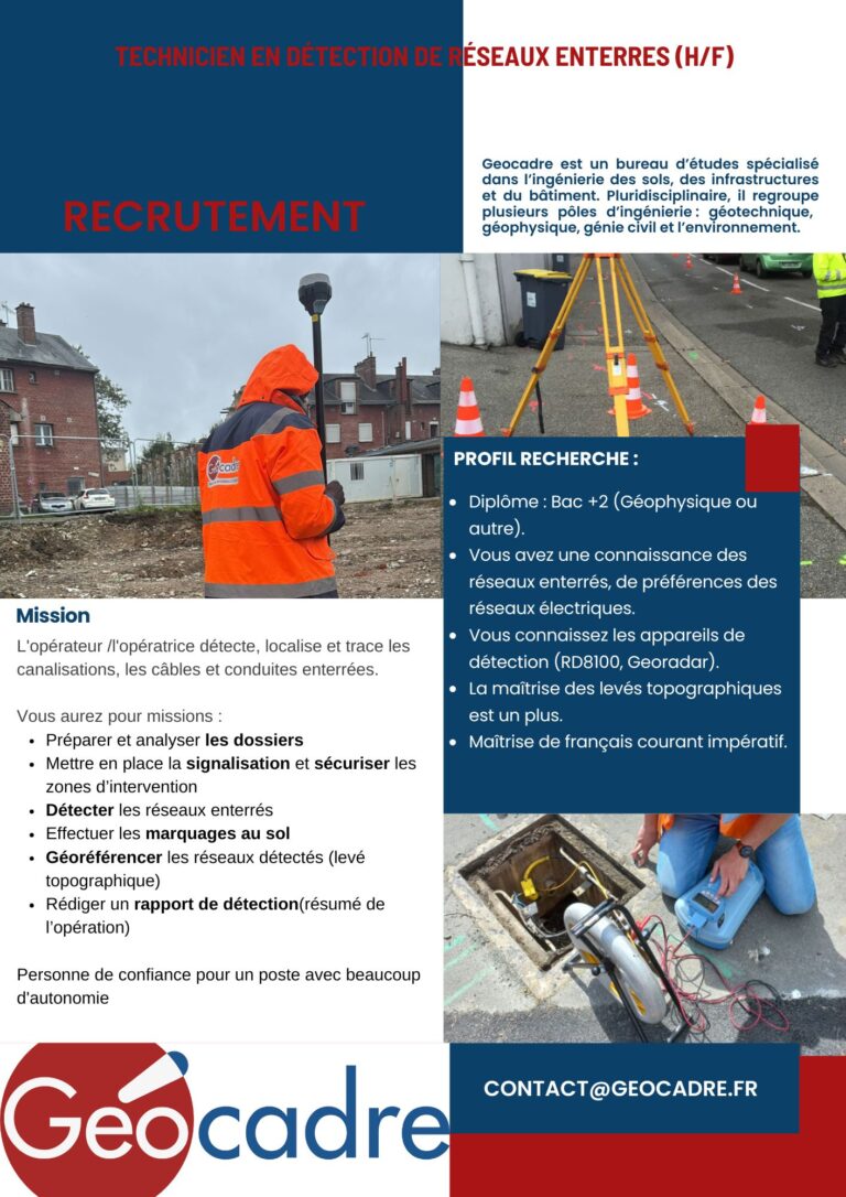 offre d'emploi technicien en détection de réseaux enterres